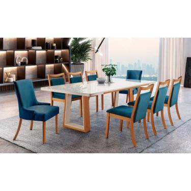 Imagem de Sala De Jantar Moderna Retangular 8 Cadeiras 2,20X1,10M - Cristal - Re