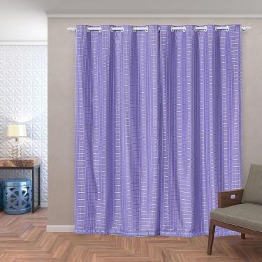 Imagem de Cortina Blackout Pvc Com Tecido Voil Xadrez 2,80X2,30 Lilas