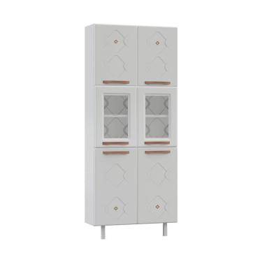 Imagem de Paneleiro Duplo de Aço 80cm Regina Multimóveis Glass CR6132 Branco