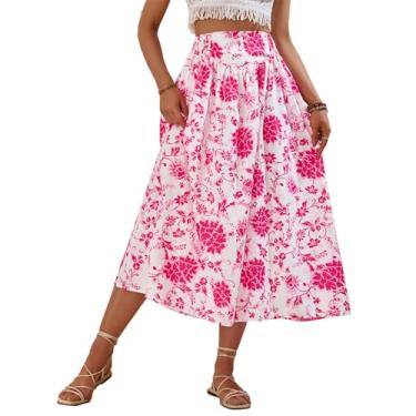 Imagem de Saia Maxi Feminina, Cintura Alta Elástica Estampada Uma Linha Maxi Saia Fluida para Mulheres para Férias (S)