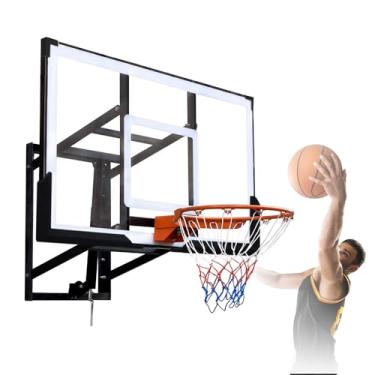 Imagem de Tabela de basquete em acrílico 1,36x0,80m com suporte de parede e altura ajustável