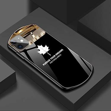 Imagem de Capa de telefone de vidro temperado de folha de bordo oval para iPhone 15 14 13 12 11 Pro Max XS XR X 8 7 6 Plus Capa de silicone espelhada, preta, para iPhone 11