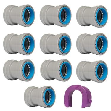 Imagem de Acoplamento de conduíte QuickFitting de 2,5 cm | Encaixe de conduíte elétrico de PVC com instalação push | para conduíte de PVC rígido Sch 40 e Sch 80 | Pacote com 10 conectores de conduíte estanques