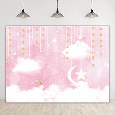 Imagem de Bellicremas Twinkle Twinkle Little Star Pano de fundo para chá de bebê, céu rosa, nuvens brancas, fundo fotográfico, princesa, bebê, menina, recém-nascidos, adereços para cabine fotográfica