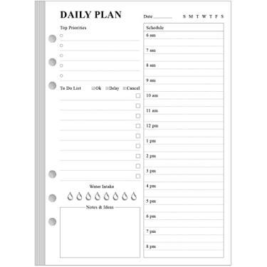 Imagem de ZGMJ Refil para planejador diário sem data – Lista de tarefas de insetos A5, agenda de 100 folhas/200 páginas e refil forrado, perfurado com 6 furos, papel branco de 100 g/m², 14 cm x 21 cm