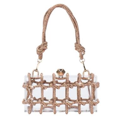 Imagem de ARTLUXE Bolsa de acrílico com strass clutch para casamento e festa, Dourado