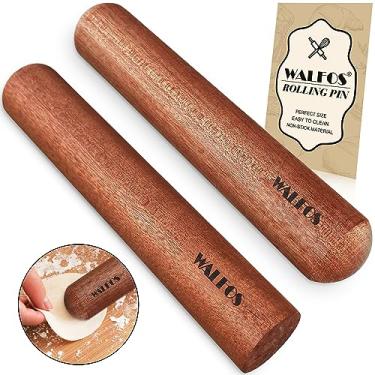Imagem de Walfos Conjunto de mini rolo de massa – Rolo de massa de madeira natural, rolo de massa para pizza, torta, macarrão, pão, pastelaria, sem revestimento (20 cm)