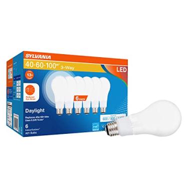Imagem de Lâmpada de LED Sylvania com redução de tensão ocular A21, 3 vias 40W / 60W / 100W, 13 anos, regulável, fosca, 5000K, luz do dia - pacote com 6 (41234)
