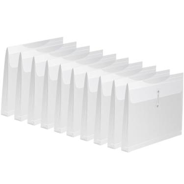 Imagem de Envelopes de poliéster transparente com fecho de corda, pacote com 10, pastas de envelope EGOSKY transparentes com abertura superior, pastas de arquivo de plástico reutilizáveis para escola e