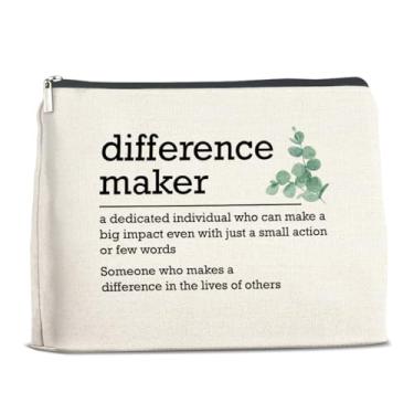 Imagem de LyoGao Presentes de agradecimento para mulheres presentes de agradecimento para trabalho Bestie Boss Lady Teacher Coach Mentor Nurse, Difference Maker, bolsa de maquiagem, policromado, 10 x 7 inches