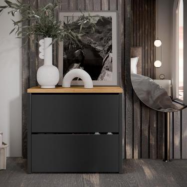 Imagem de Sapateira Preta Freijó Organizadora 2 Portas Basculantes Quarto Sala Decoração