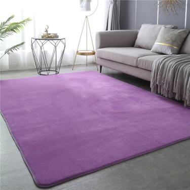 Imagem de Tapete grosso para decoração de sala de estar Tapete de lã coral para áreas grandes Tapete macio para crianças brincam Tapete de chão para meninas Tapete de ioga de cabeceira com janela, rox