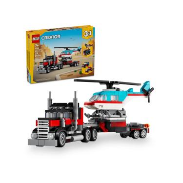 Imagem de Blocos de Montar - Creator 3 em 1 - Caminhao Plataforma com Helicoptero LEGO