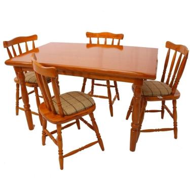 Imagem de Conjunto Mesa de Jantar 125cm com 4 Cadeiras Estofadas Multimóveis CR50084