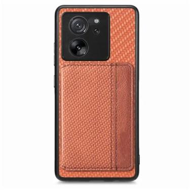 Imagem de Capa magnética para cartões carteira para XiaoMi Note 13 Pro Plus 12 11 10 4G 13T POCO F5 X3 NFC X5 Bolsa com suporte para bolsa, marrom, para Redmi Note13 5G