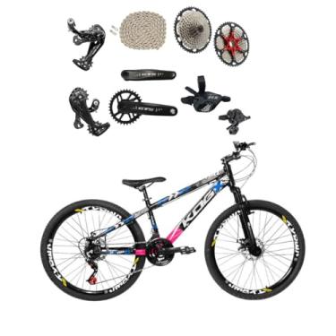 Imagem de Bicicleta Aro 26 KOG Full 25 Feeride 1x12V Freio a Disco Suspensão,13,5,Rosa Azul