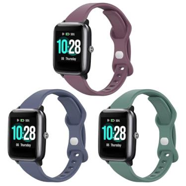 Imagem de Lzwldan Pacote com 3 pulseiras de relógio finas compatíveis com relógio inteligente ID205L, Soft Sport de 19 mm, pulseira de substituição para Popglory, GRV, YAMAY, Willful, Veryfitpro