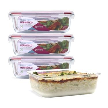 Imagem de Conjunto 4 Potes Vidro Herméticos Marmita Mantimentos 1520ml (Vermelho)