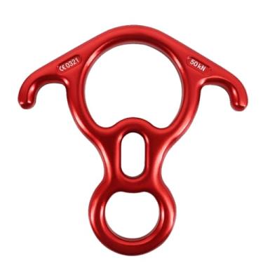 Imagem de Azarxis Figura de resgate 50 kN, 8 descendentes grandes articulados e equipamento de rapel, equipamento de downhill, dispositivo de escalada para escalada (vermelho - 50 kN)