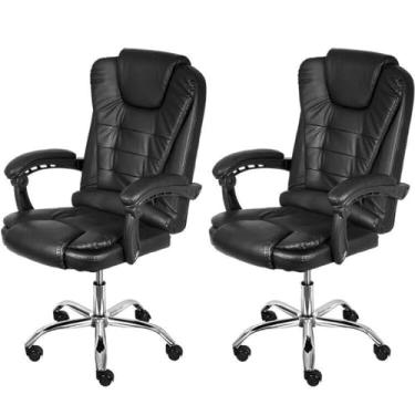 Imagem de Kit 2 Cadeiras para Escritório Presidente Estofada Jacarta Preto