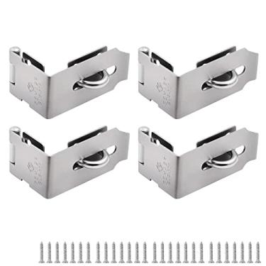 Imagem de GEMASP Hasp Latch Pacote com 4, 90 Graus Sólido 304 Aço Inoxidável Fechadura de Armário de Arquivos, Gaveta de Mesa Fechadura de Segurança, Cadeado de Segurança para Privacidade Pessoal