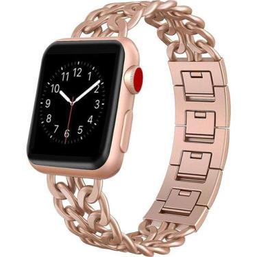 Imagem de Pulseira Compatível com Apple Watch Corrente Dourado Rosê 44mm - Baú d