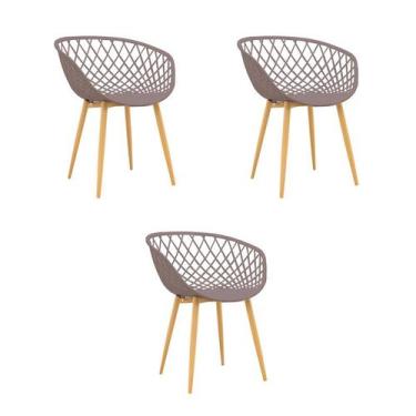 Imagem de Kit 3 Cadeiras Jantar Clarice Camurça Polipropileno - Rivatti