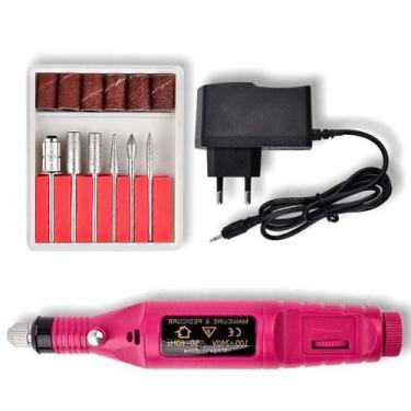 Imagem de Lixadeira Lixa Motor Unha Elétrica Profissional Bivolt Rosa - BCS