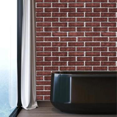 Imagem de Papel de Parede Tijolos Aether Vermelho ou Cinza - Rolo com 10 Metros 