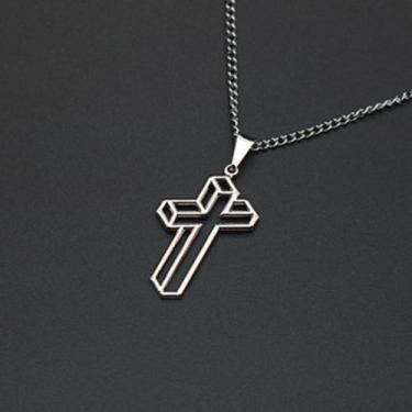 Imagem de Colar Corrente Prata Prateado Cruz Crucifixo Vazado 3D feminino dourad