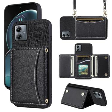 Imagem de Furill Capa de telefone para Motorola Moto G14 capa carteira com alça de ombro transversal e suporte de couro para cartão de crédito bolsa flip bolso fino suporte celular acessórios MotoG14 G 14