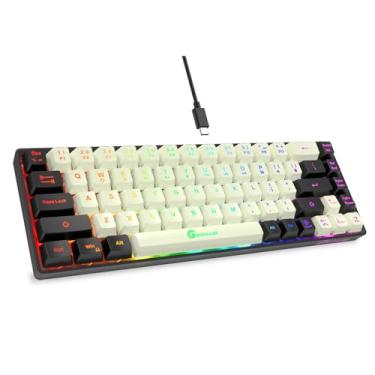 Imagem de Teclado para jogos GEODMAER 65%, mini teclado com retroiluminação LED, ultracompacto, anti-ghosting, sem conflito, 68 teclas, teclado com fio para jogos de membrana para PC, laptop, Windows gamer