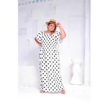 Imagem de Vestido longo plus size feminino lastex manga godê ajustável casamento