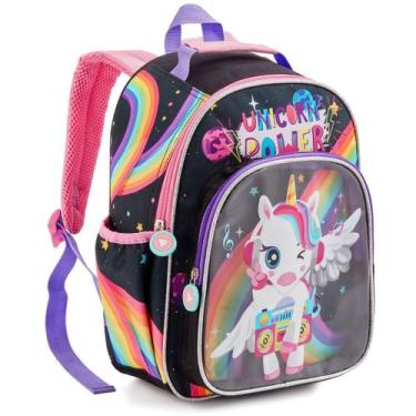 Imagem de Mochila Costas Creche Infantil Unicórnio Resistente Meninas - Denlex