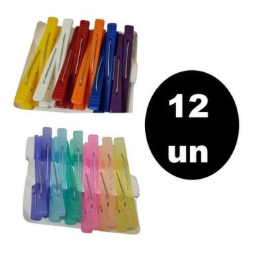 Imagem de Kit 12 Presilhas Para Cabelos Clip Bico De Pato Cor Sortida - Lynx pro