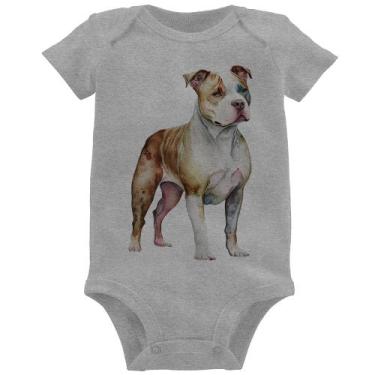 Imagem de Body Bebê Cachorro Pitbull - Foca na Moda, Cinza, P