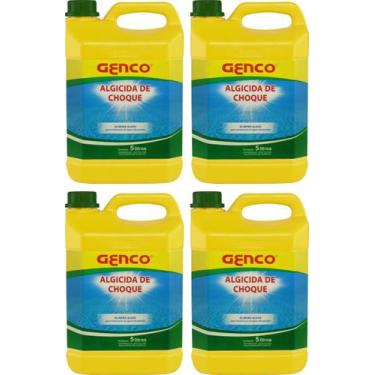 Imagem de 4 Galão Algicida De Choque 5 Litros Genco Limpeza Agua Verde