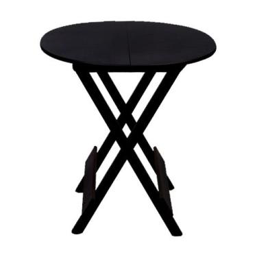 Imagem de Mesa Redonda Dobrável em Madeira Maciça 70x70 Preto Ideal para Bares e