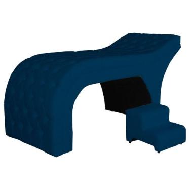 Imagem de Maca Estofada Estética Capitonê 70 cm Suede Marinho - FM - Fina Mobíli