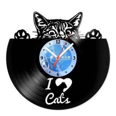 Imagem de Relógio De Parede Disco Vinil Animais - I Love Cats - VAN-171 - Modern