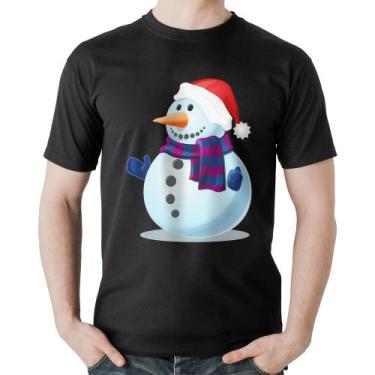 Imagem de Camiseta Algodão Boneco de neve - Foca na Moda, Preto, GGG