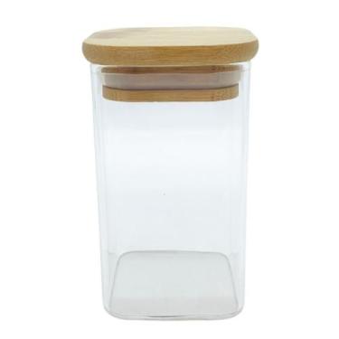 Imagem de Pote de Vidro Hermético com Tampa de Bambu - 12x6cm - 300ml - 1 unidad