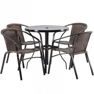 Imagem de Conjunto 4 Cadeiras e Mesa Floripa Tampo Ripado em Alumínio para Pisci