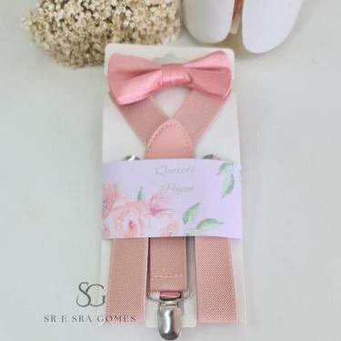 Imagem de Kit Pajem Daminha Infantil com laço de cabelo kit Suspensório e Tags e