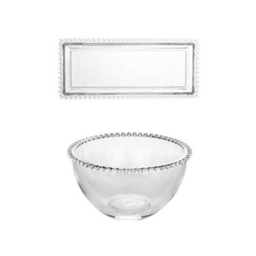 Imagem de Kit Travessa + Saladeira Pearl Bolinha  Wolff, Transparente