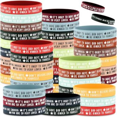 Imagem de Ecation 36 pulseiras de silicone motivacional coloridas para conscientização da saúde mental, presentes de Dia das Mães para mulheres, 7.95 inches, Silicone