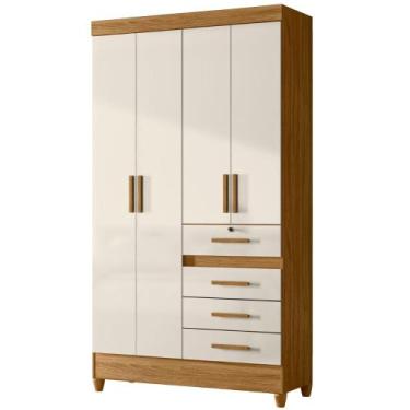 Imagem de Guarda Roupa Solteiro Sobral 4 Portas Freijó Off White Moval