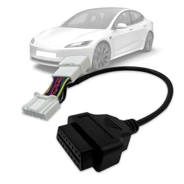 Imagem de VZG Adaptador OBD2 para cabo OBD Y Tesla Model 3, conector de diagnóstico de 20 pinos para 16 pinos, adaptador OBDII de 20 pinos para veículo Tesla Model 3 2024, funciona com leitor de código OBD