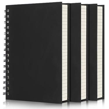 Imagem de EUSOAR Caderno espiral pautado universitário, 3 pacotes preto A5 14 cm x 21 cm papel removível capa dura, 160 páginas/80 folhas 100 g/m², cadernos para trabalho, escritório, caderno de esboços, diário de viagem