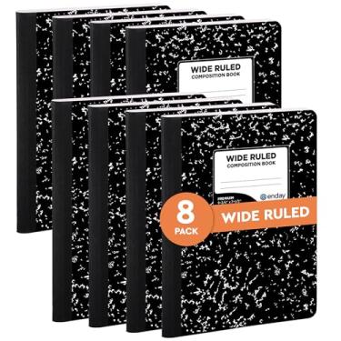 Imagem de Emraw Livro de Composição de Capa Estilo Mármore Preto e Branco com 100 Folhas de Papel Branco Pautado Largo (Pacote com 8)